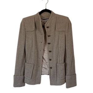 St. John Couture Tan Knit Tweed Jacket Size 2